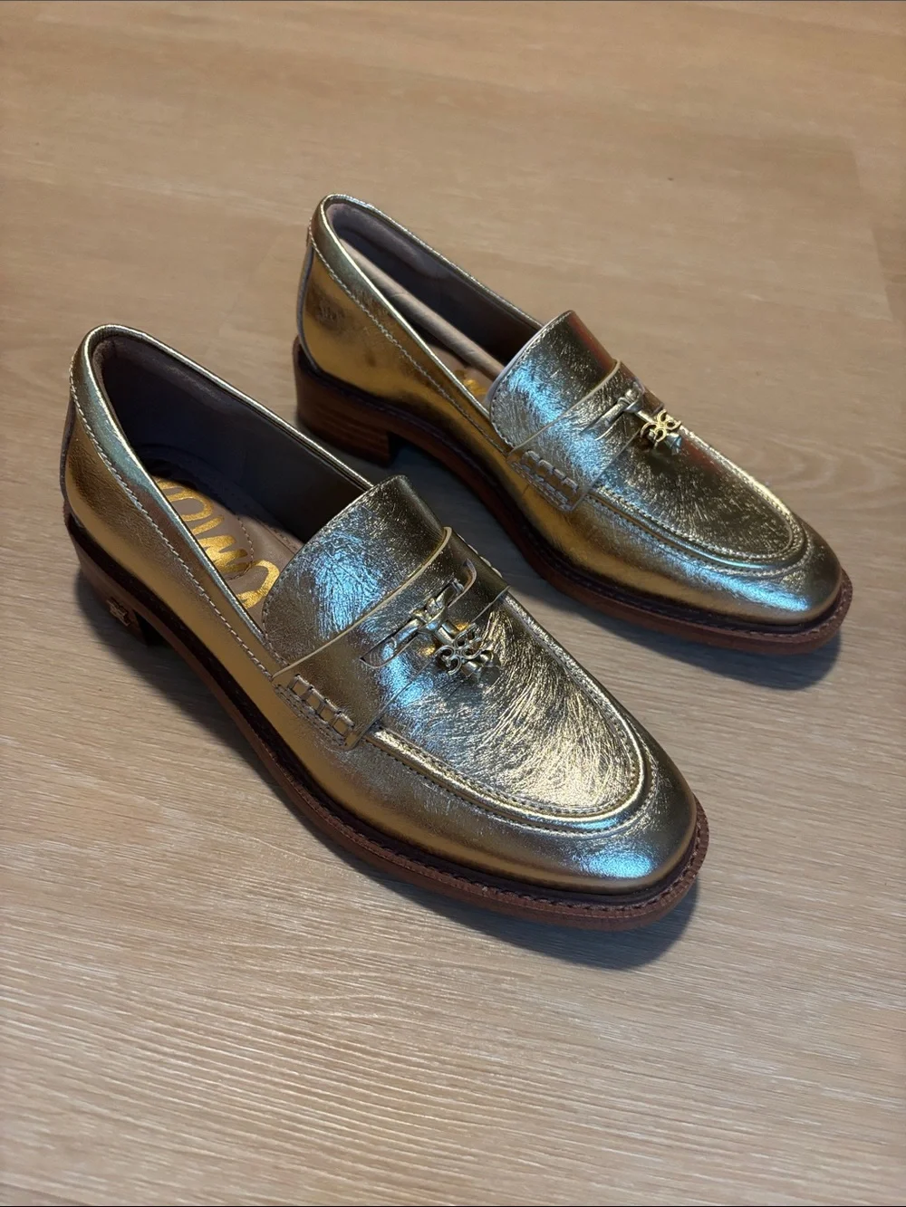 NWOB Sam Edelman Denise Metallic Gold Loafers size 5
